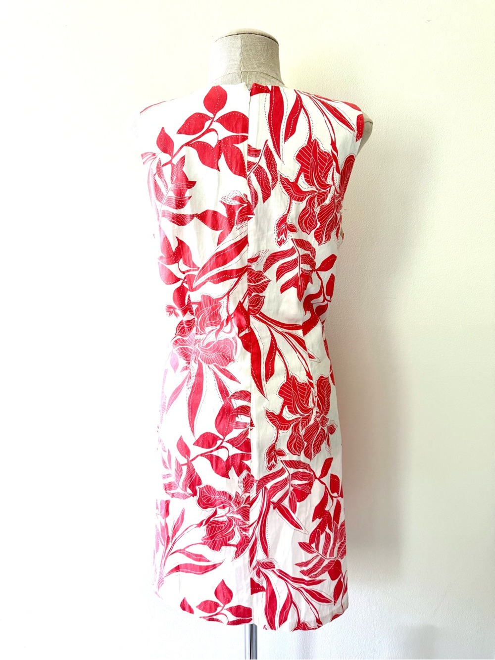 Harper 241 Coral White Floral Sleeveless Sheath Dress 12 Resortwear Vacation - Picture 6 of 11